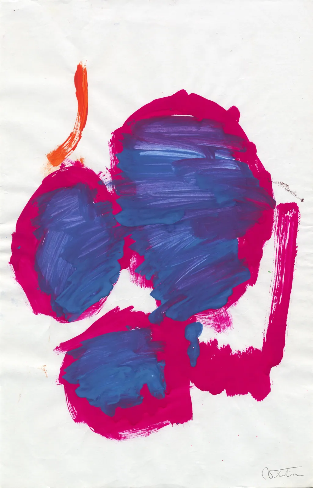 VITA ART, Nine in Seven — Tiefblaue, rot umrandete Ovale ballen sich zu einer senkrechten Traube.