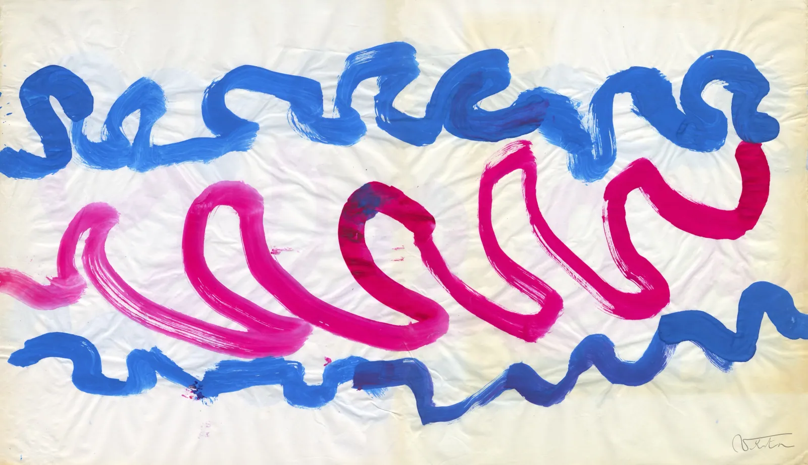 VITA ART, Waves — Ondulaciones azules y rosas alternan en bandas horizontales a lo ancho de toda la obra.